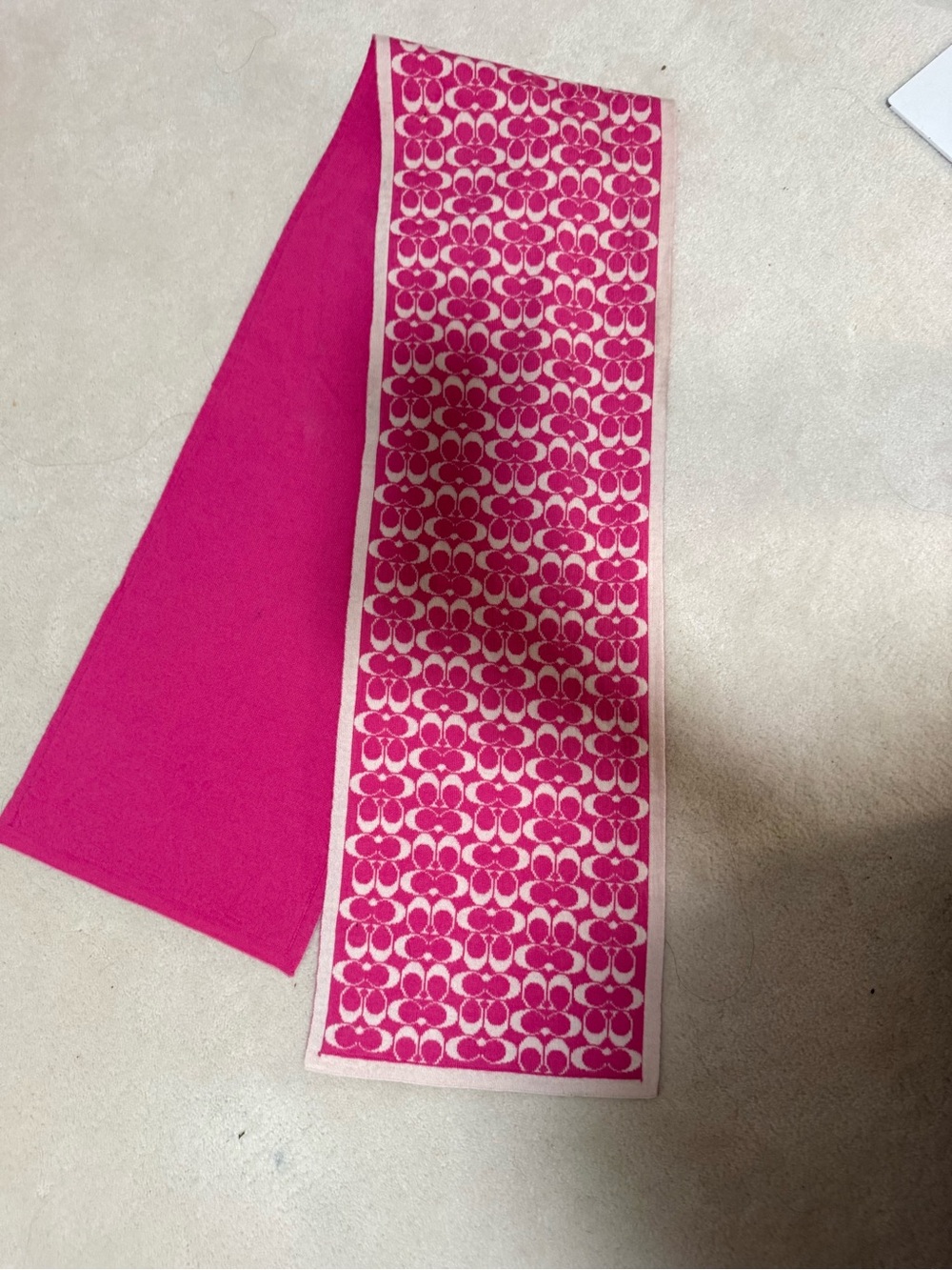 Coach Pink Signature Pattern Oblong Scarf